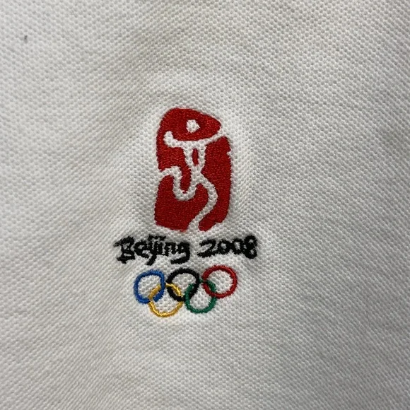 Beijing 2008 Olympics White Polo Shirt Short Sleeve Collared Unisex - Picture 4 of 4